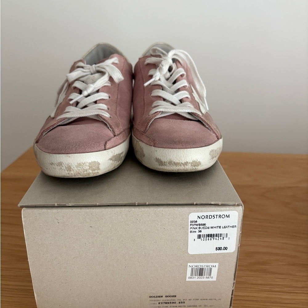 Golden Goose Pink and White Athletic Shoes